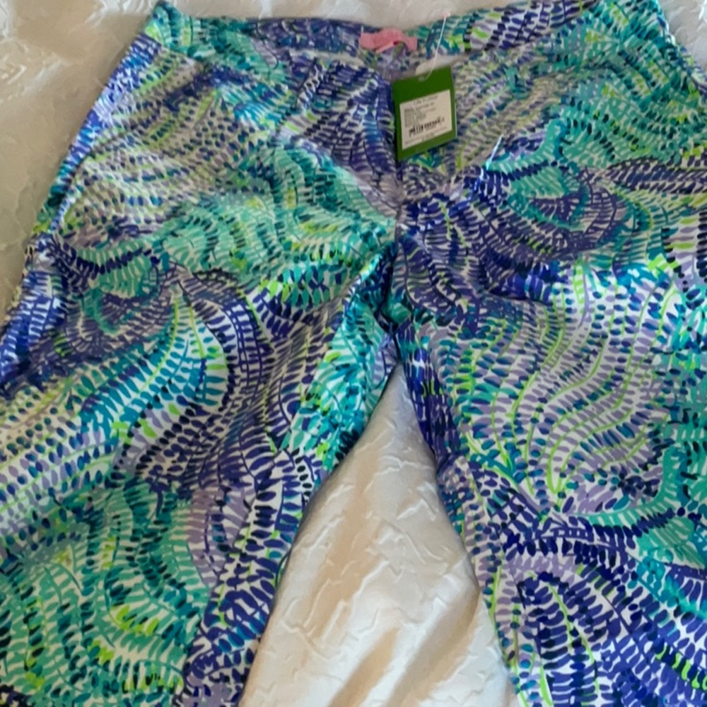 NWT SHANA STRETCH CROP PANTS BLUE CURRENT FANTASEA 10 multi color NEW